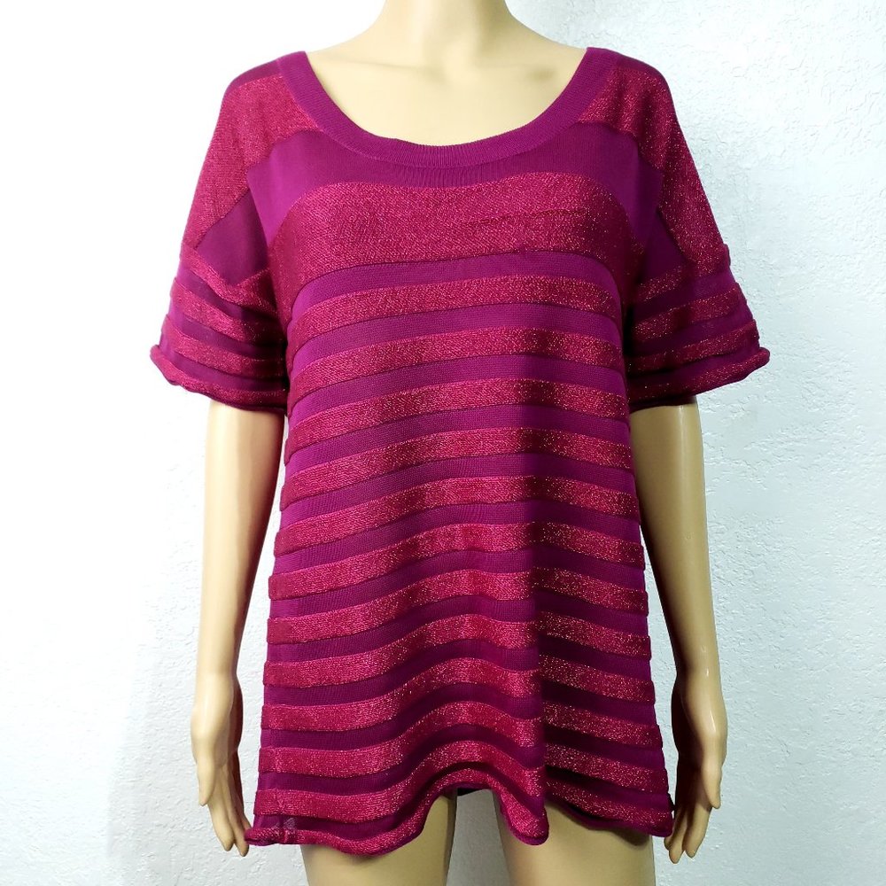 Burberry Brit Metallic Stripe Short Sleeve Sweater